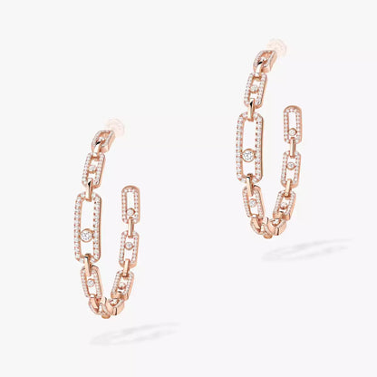 [[Glow Jewelry]Move Link Diamond Hoop Earrings