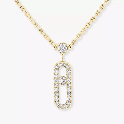 [Glow Jewelry]2 Rows Rose Gold Diamond Pave_ Necklace Move Uno
