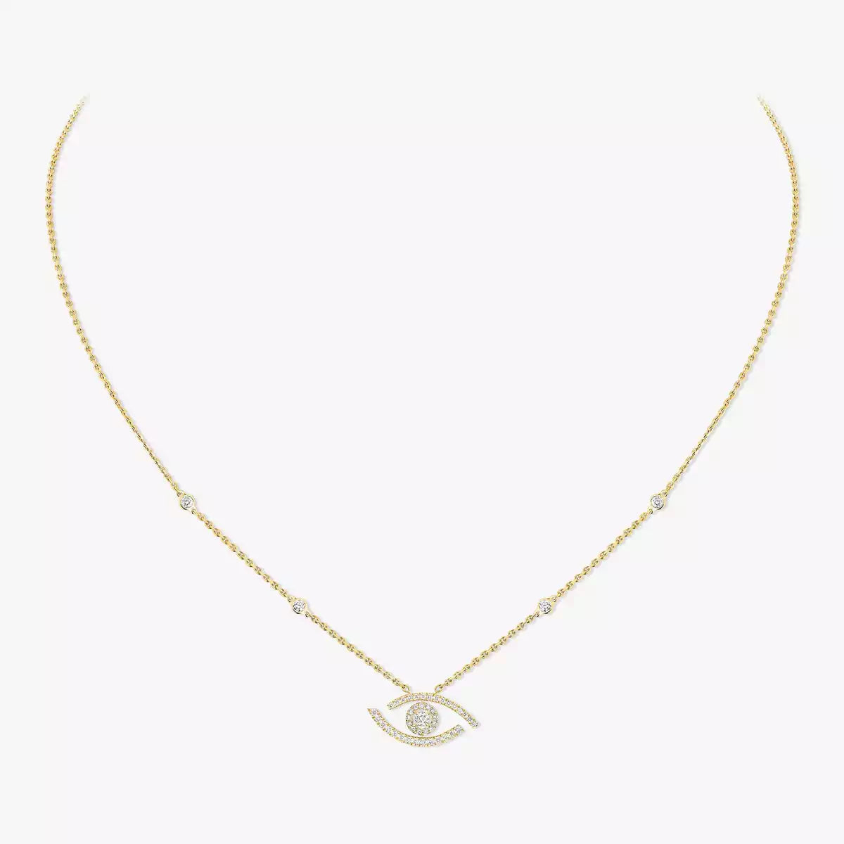 [Glow Jewelry]Pave_ Diamond Necklace Lucky Eye