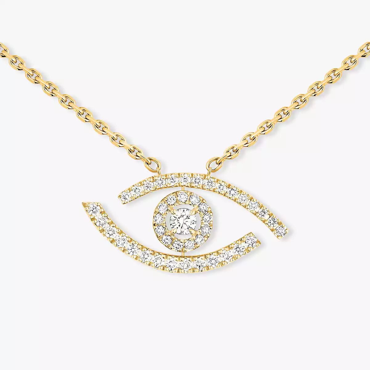 [Glow Jewelry]Pave_ Diamond Necklace Lucky Eye