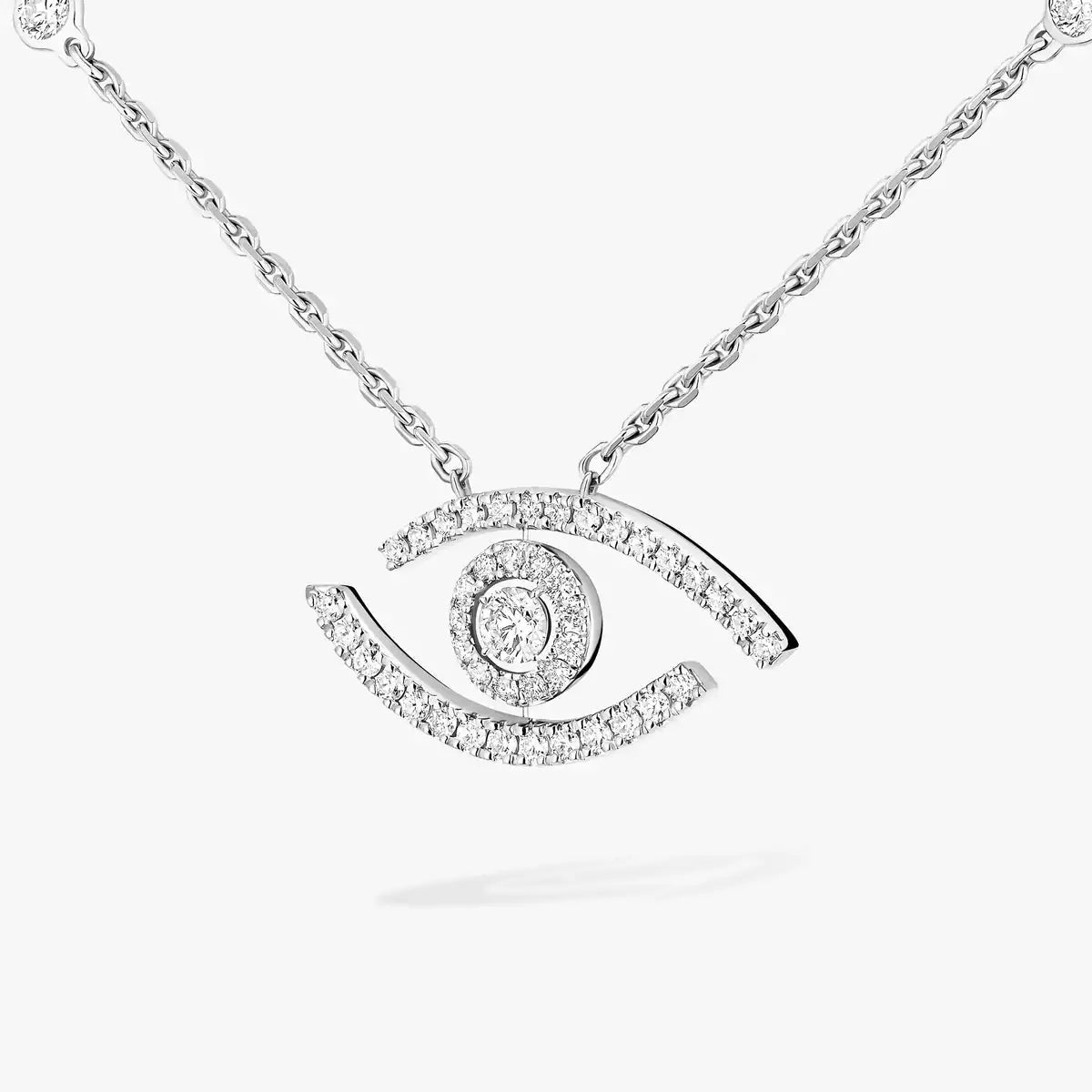 [Glow Jewelry]Pave_ Diamond Necklace Lucky Eye
