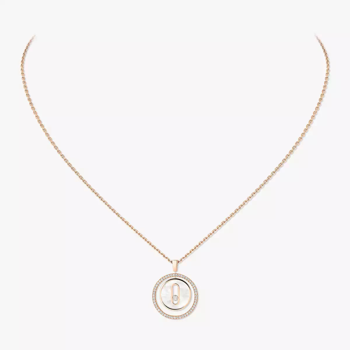 [Glow Jewelry]Lucky Move Diamond Necklace in Rose Gold and White Mother-of-Pearl