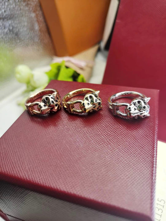 [Glow Jewelry]LEOPARD-HEAD LEOPARD-PRINT COUPLE RING