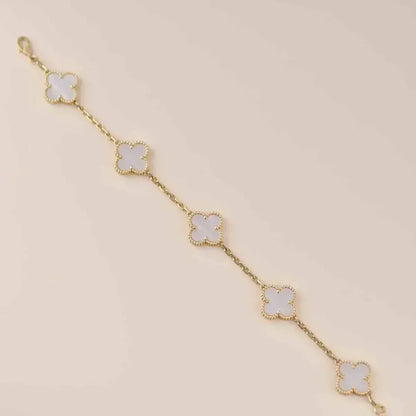 [Glow Jewelry]Neue KOLLEKTION CLOVER WHITE PEARL MOP 5 MOTIV ARMBÄNDER