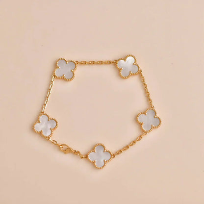 [Glow Jewelry]Neue KOLLEKTION CLOVER WHITE PEARL MOP 5 MOTIV ARMBÄNDER