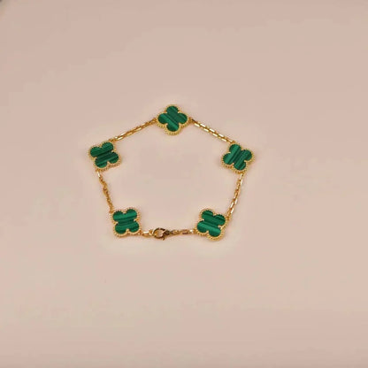 [Glow Jewelry] 新着クローバー5モチーフ マラカイトブレスレットコレクション