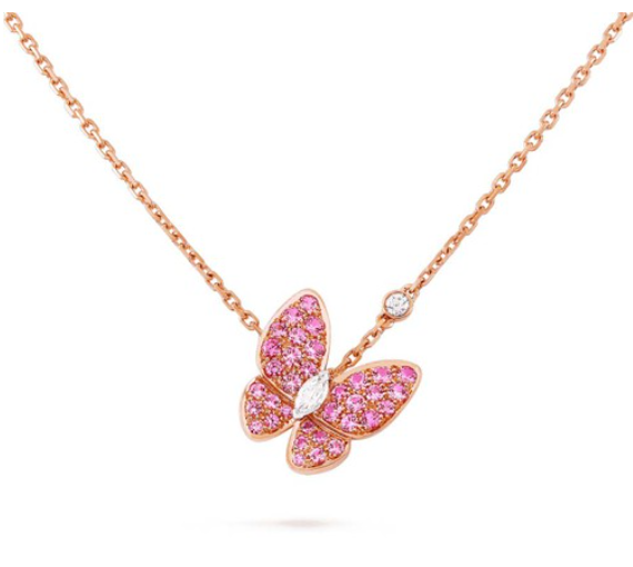 „Glow Jewelry“ SCHMETTERLING ROTER DIAMANT ROSÉGOLD-HALSKETTE