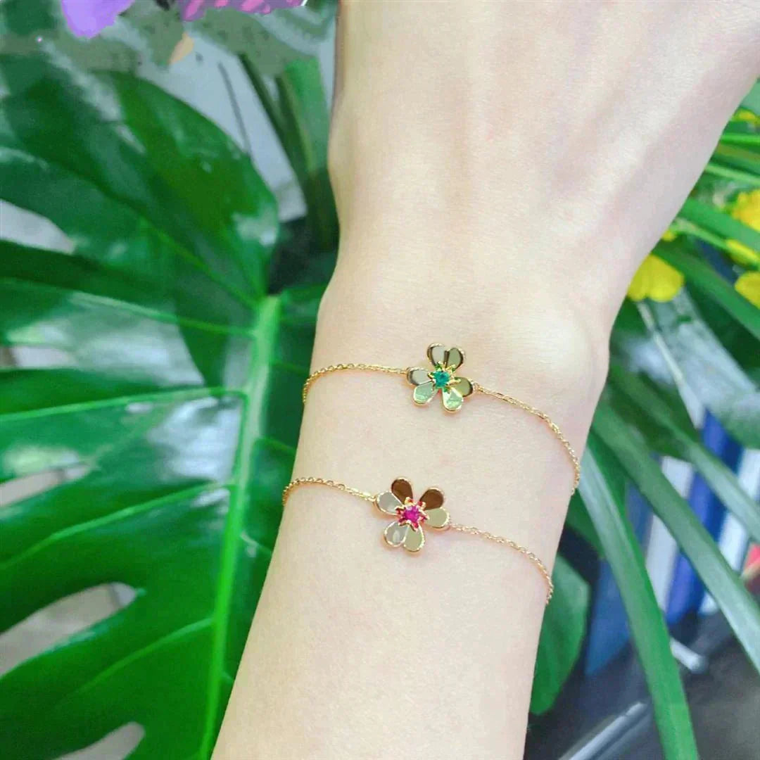 ¡®Glow Jewelry¡¯ FRIVOLE GOLD FLOWER ROSA MALACHIT ARMBAND