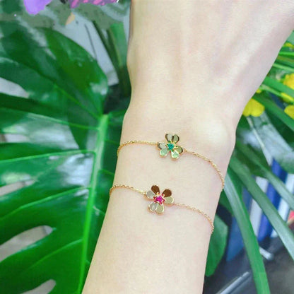 ¡®Glow Jewelry¡¯ FRIVOLE GOLD FLOWER ROSA MALACHIT ARMBAND