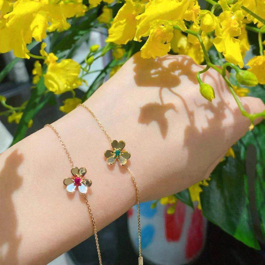 ¡®Glow Jewelry¡¯ FRIVOLE GOLD FLOWER ROSA MALACHIT ARMBAND