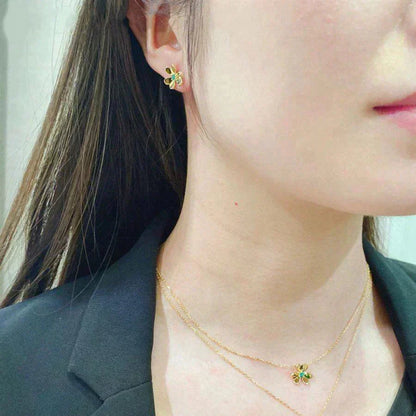 [Glow Jewelry]FRIVOLE  FLOWER MALACHITE EARRINGS