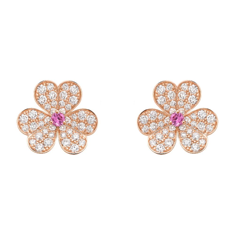 ¡®Glow Jewelry¡¯FRIVOLE PINK GOLD FLOWER DIAMOND EARRINGS