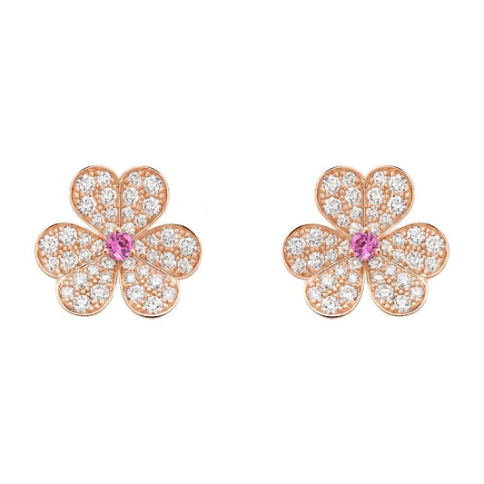„Glow Jewelry“ FRIVOLE PINK GOLD BLUMEN-DIAMANT-OHRRINGE