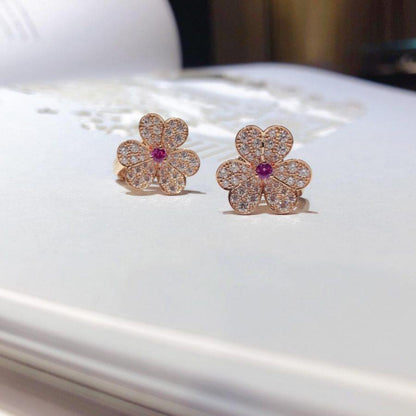 [Glow Jewelry]FRIVOLE PINK GOLD FLOWER DIAMOND EARRINGS