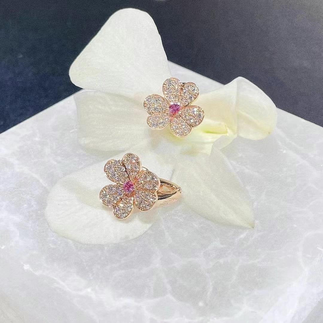 ¡®Glow Jewelry¡¯FRIVOLE PINK GOLD FLOWER DIAMOND EARRINGS