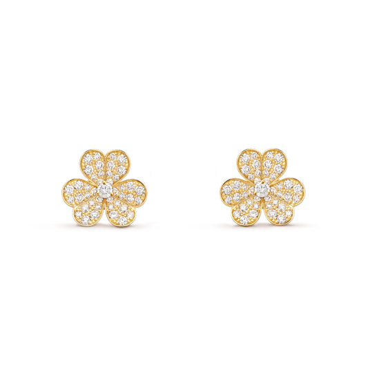 [Glow Jewelry]FRIVOLE GOLD FLOWER DIAMOND EARRINGS