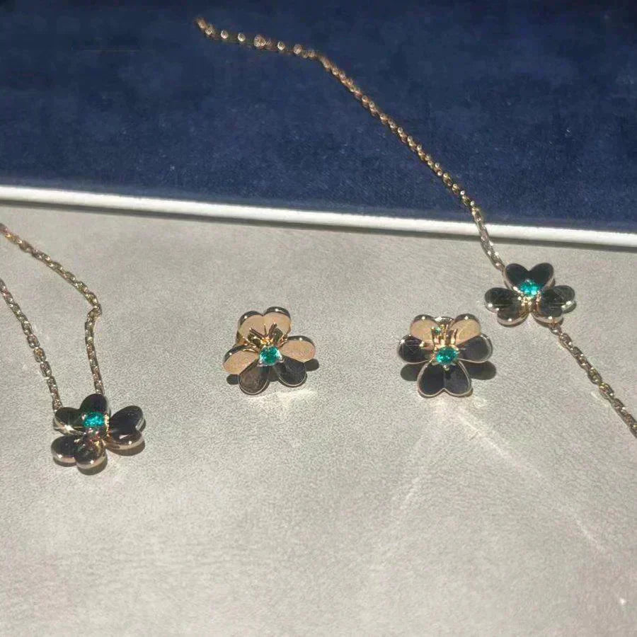 [Glow Jewelry]FRIVOLE  FLOWER MALACHITE EARRINGS