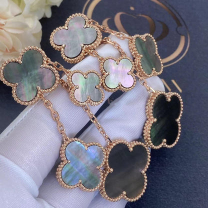 [Glow Jewelry]CLOVER EARRINGS DARK MOP 4 MOTIFS ROSE GOLD