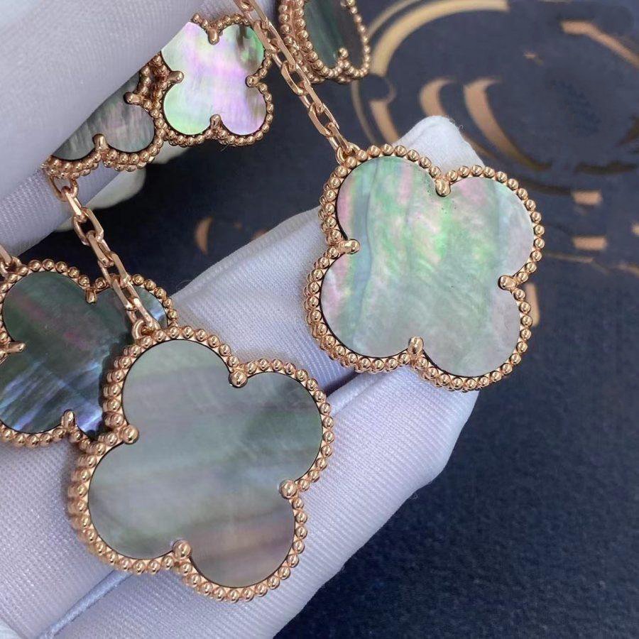 [Glow Jewelry]CLOVER EARRINGS DARK MOP 4 MOTIFS ROSE GOLD