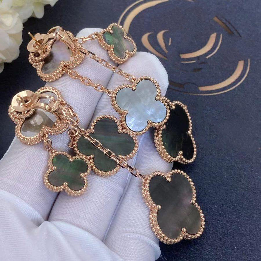 ¡®Glow Jewelry¡¯CLOVER EARRINGS DARK MOP 4 MOTIFS ROSE GOLD