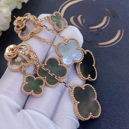 ¡®Glow Jewelry¡¯CLOVER EARRINGS DARK MOP 4 MOTIFS ROSE GOLD