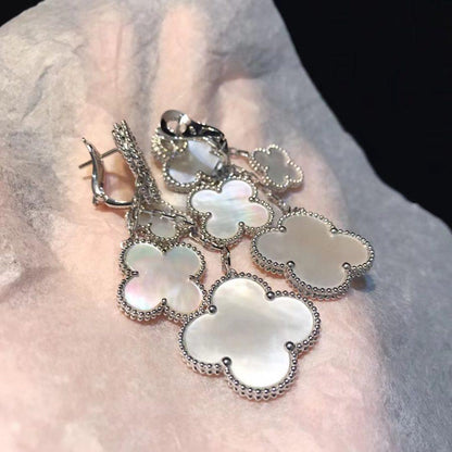 ¡®Glow Jewelry¡¯CLOVER EARRINGS WHITE MOP 4 MOTIFS SILVER