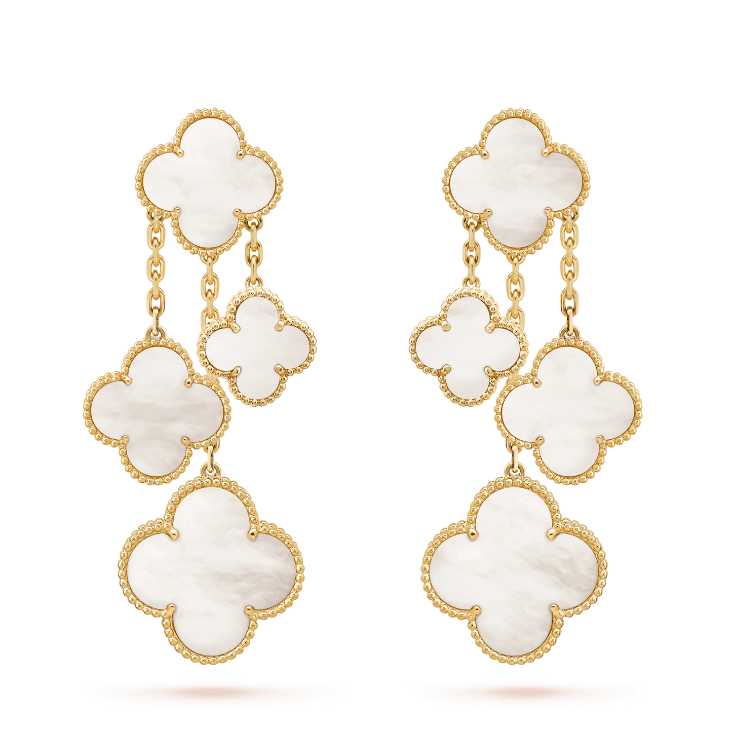 [Glow Jewelry]CLOVER EARRINGS WHITE MOP 4 MOTIFS GOLD
