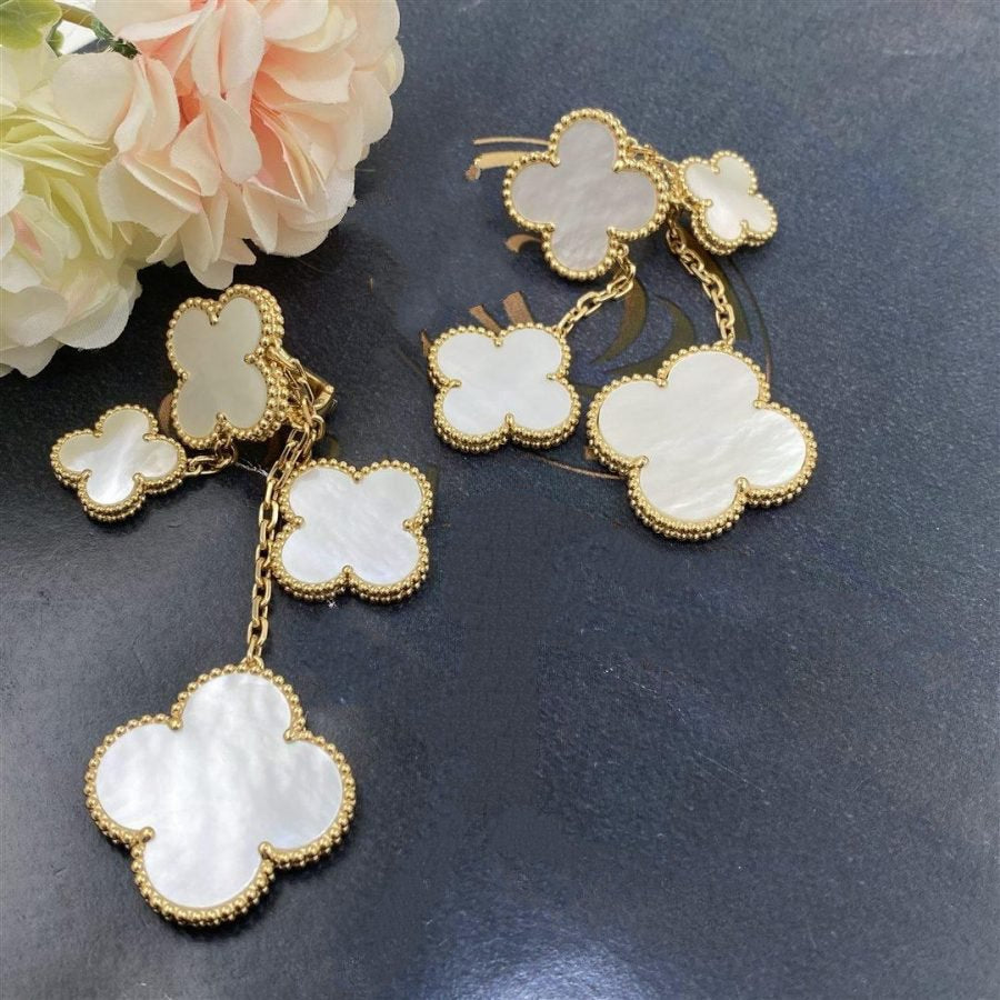 [Glow Jewelry]CLOVER EARRINGS WHITE MOP 4 MOTIFS GOLD
