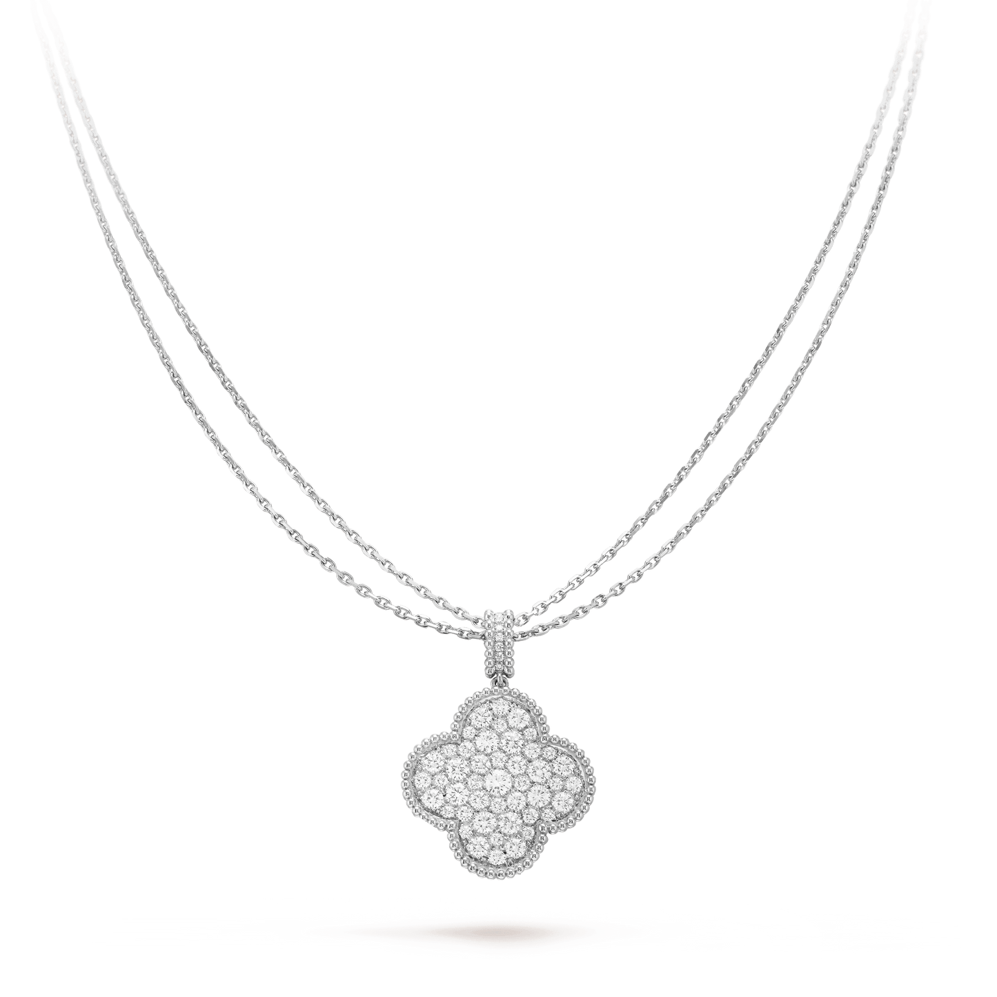 „Glow Jewelry“ KLEE 25MM SILBER VOLL DIAMANT GROSSE KLEE HALSKETTE