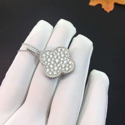„Glow Jewelry“ KLEE 25MM SILBER VOLL DIAMANT GROSSE KLEE HALSKETTE