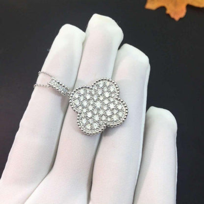 „Glow Jewelry“ KLEE 25MM SILBER VOLL DIAMANT GROSSE KLEE HALSKETTE