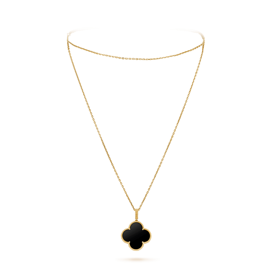 „Glow Jewelry“ KLEE 25MM GOLD ONYX GROSSE KLEEHALSKETTE