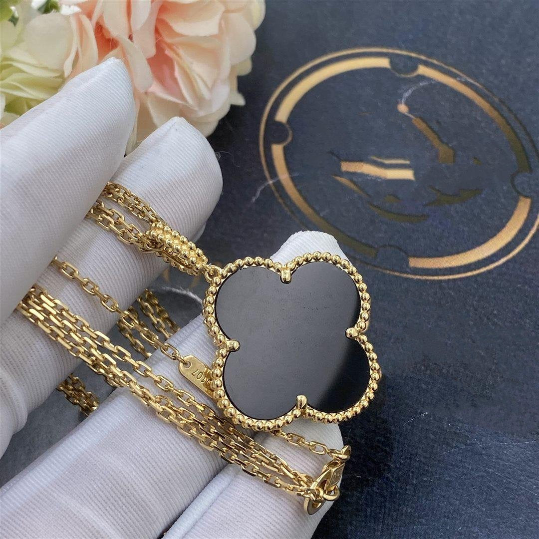 „Glow Jewelry“ KLEE 25MM GOLD ONYX GROSSE KLEEHALSKETTE