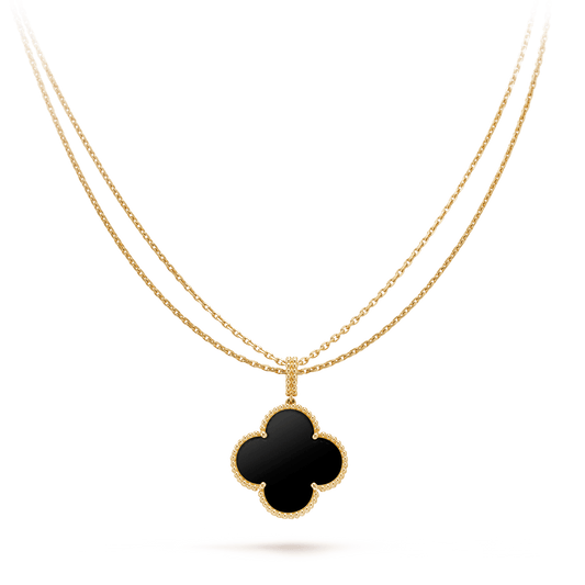 Glow Jewelry®CLOVER 25MM GOLD オニキス ビッグクローバーネックレス