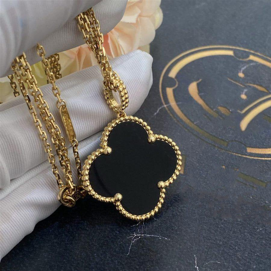 „Glow Jewelry“ KLEE 25MM GOLD ONYX GROSSE KLEEHALSKETTE