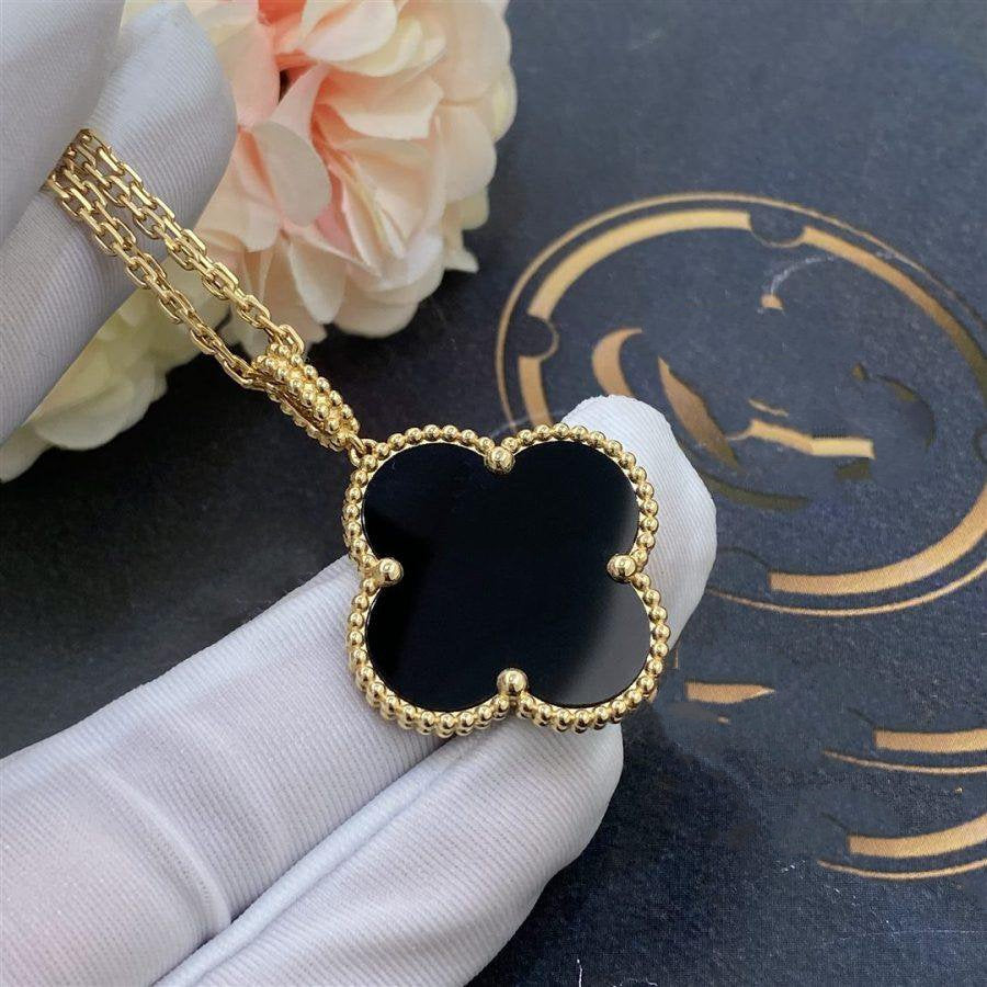 „Glow Jewelry“ KLEE 25MM GOLD ONYX GROSSE KLEEHALSKETTE