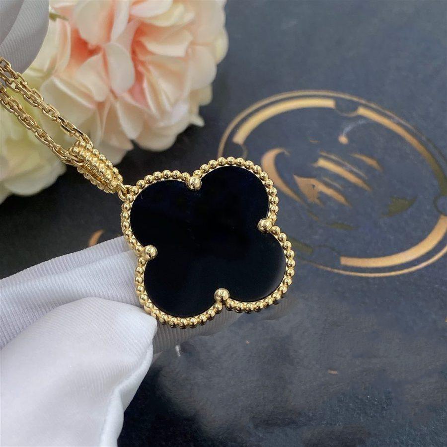 „Glow Jewelry“ KLEE 25MM GOLD ONYX GROSSE KLEEHALSKETTE