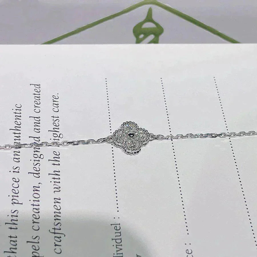 ®Glow Jewelry®クローバー シングル フラワー ブレスレット シルバー