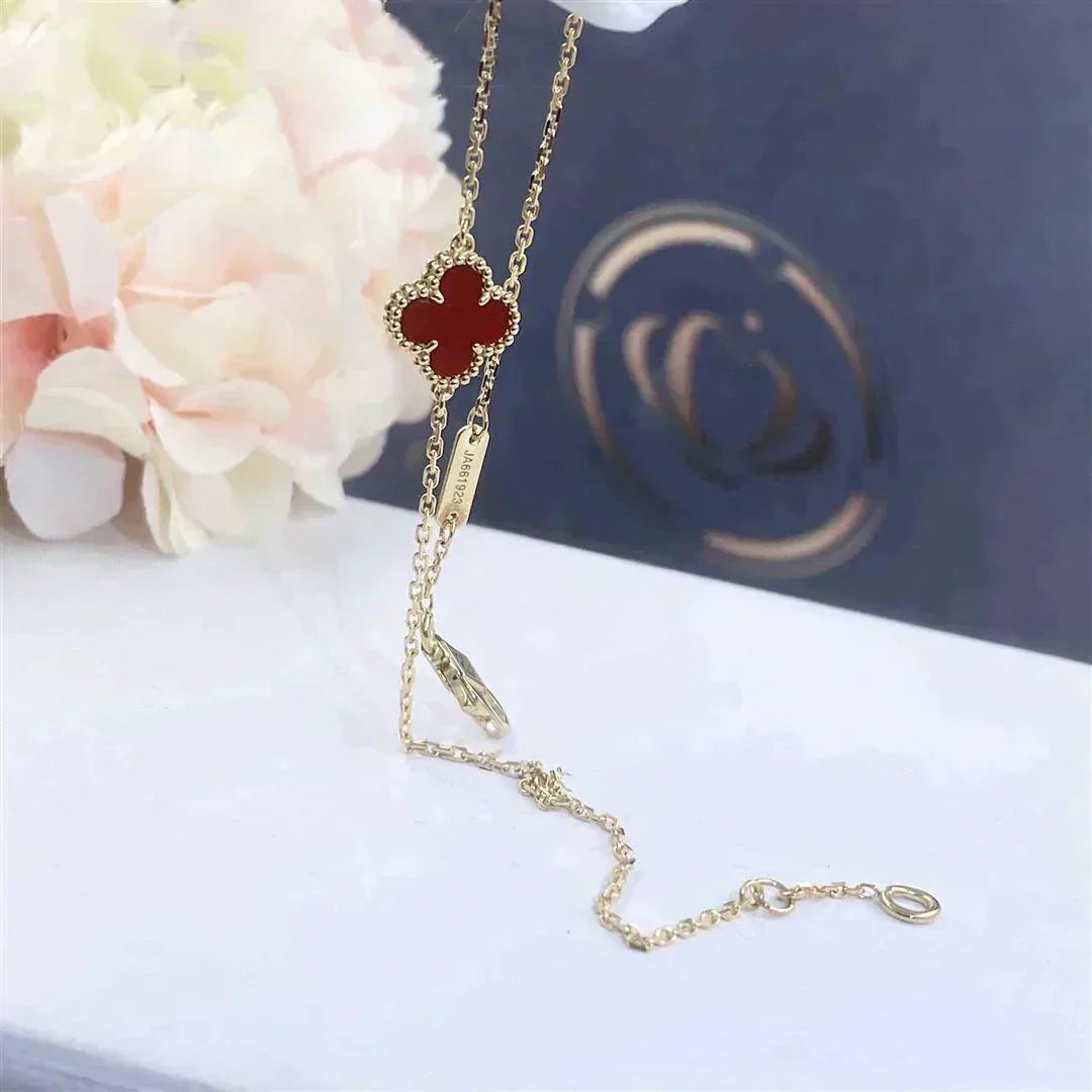 ®Glow Jewelry®クローバー カーネリアン シングル フラワー ブレスレット