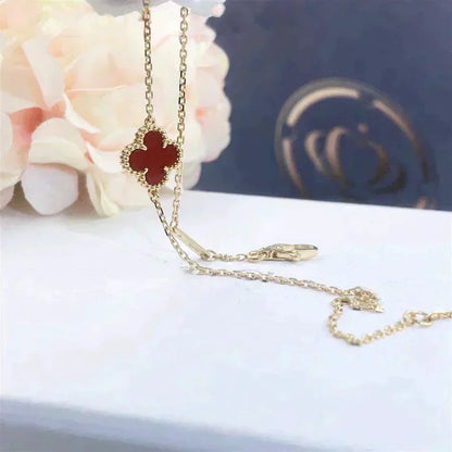 ®Glow Jewelry®クローバー カーネリアン シングル フラワー ブレスレット