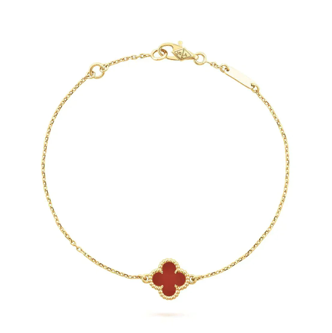 ®Glow Jewelry®クローバー カーネリアン シングル フラワー ブレスレット