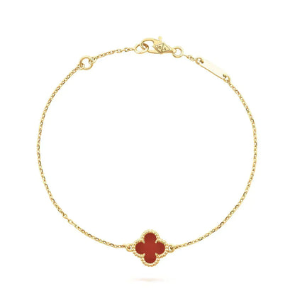 ®Glow Jewelry®クローバー カーネリアン シングル フラワー ブレスレット