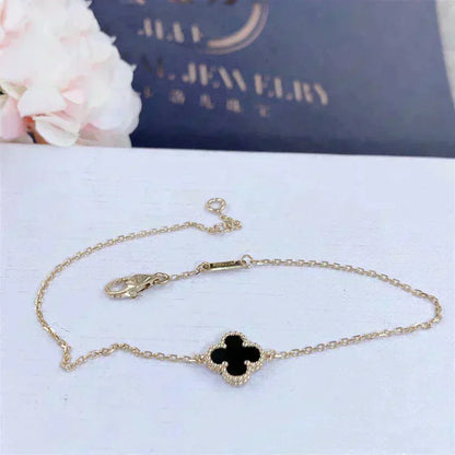 ¡®Glow Jewelry¡¯CLOVER ONYX SINGLE FLOWER BRACELET