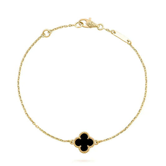 [Glow Jewelry]CLOVER ONYX SINGLE FLOWER BRACELET