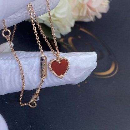 Glow Jewelry „SWEET CLOVER CARNELIAN HEART NECKLACE“