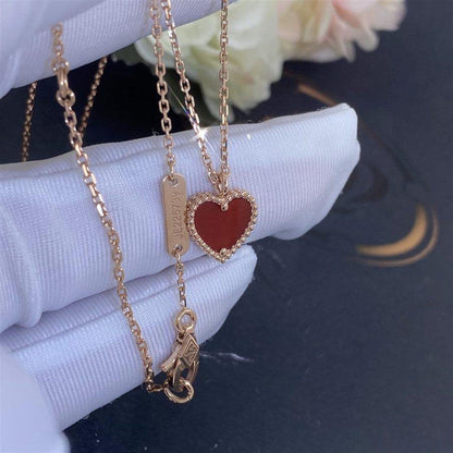 Glow Jewelry „SWEET CLOVER CARNELIAN HEART NECKLACE“