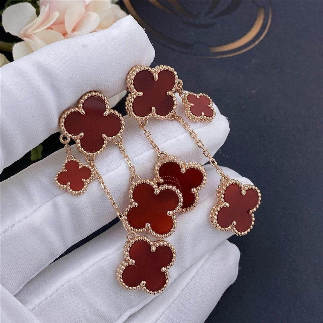 ¡®Glow Jewelry¡¯CLOVER EARRINGS CARNELIAN 4 MOTIFS PINK GOLD