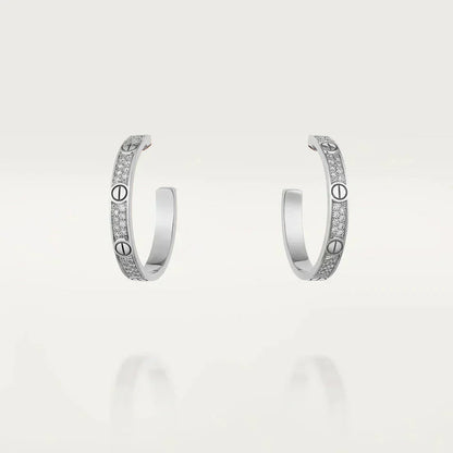 [Glow Jewelry]LOVE DIAMOND SILVER HOOP EARRINGS
