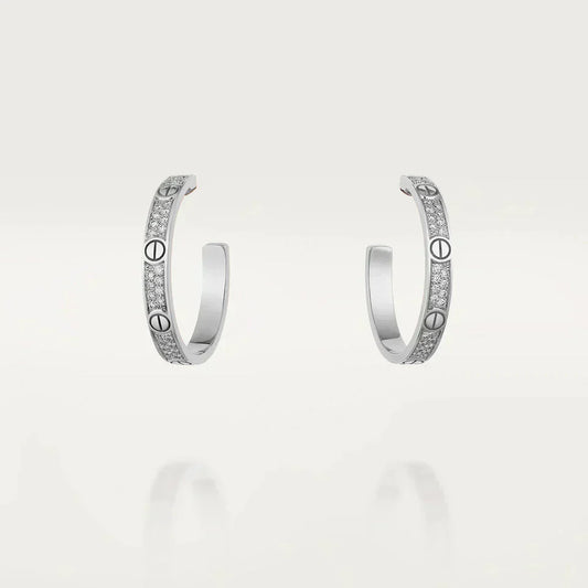 [Glow Jewelry]LOVE DIAMOND SILVER HOOP EARRINGS