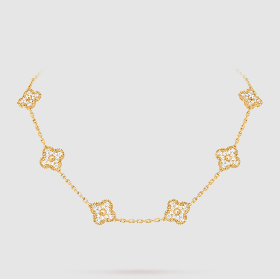 [¡®Glow Jewelry¡¯]CLOVER 10 MOTIFS FULL DIAMOND NECKLACE